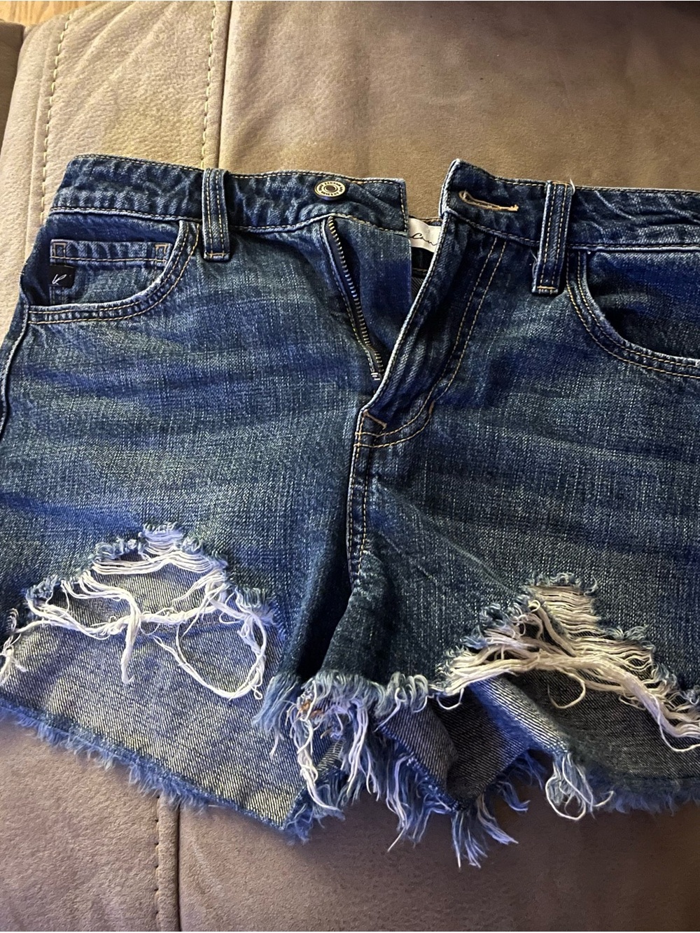 KanCan Distressed Dark Blue Denim Shorts